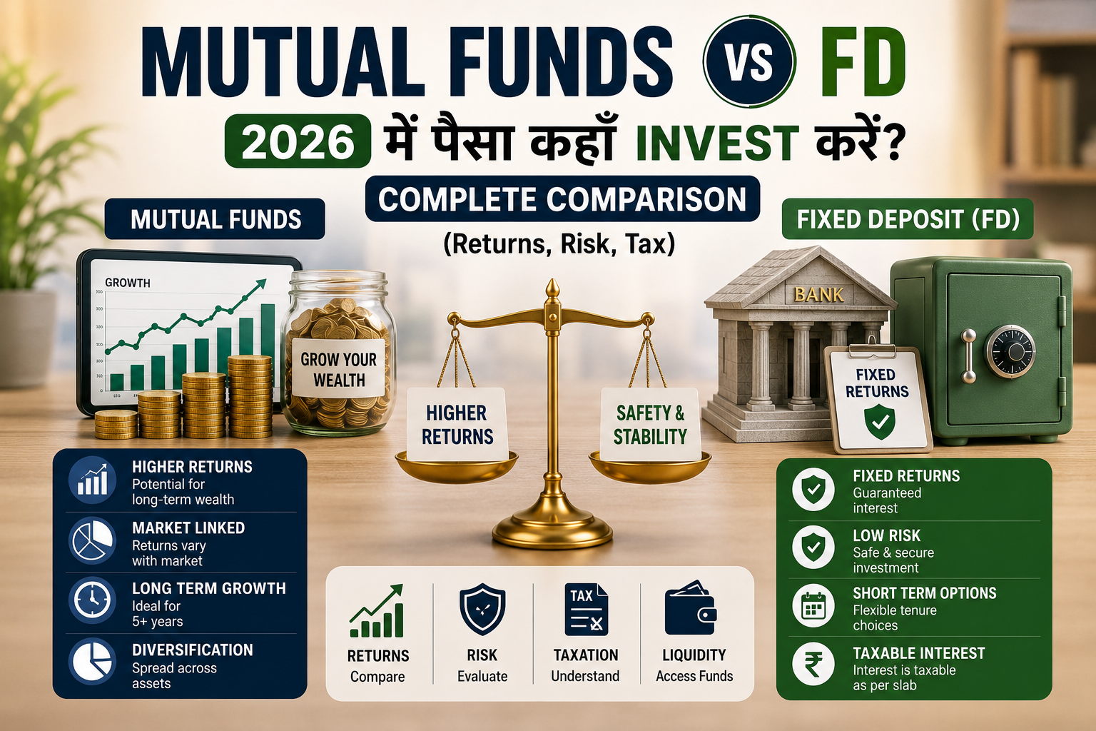 Mutual Funds vs FD 2026 Complete Comparison of Returns, Risk and Tax